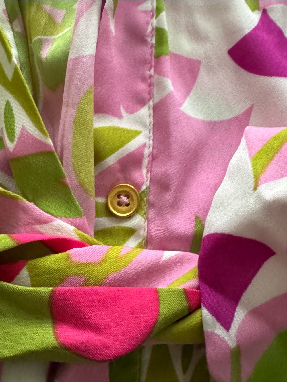 Trina Turk Pink & Lime Floral Button-Front Tie Dress Swim Coverup - Picture 7 of 9